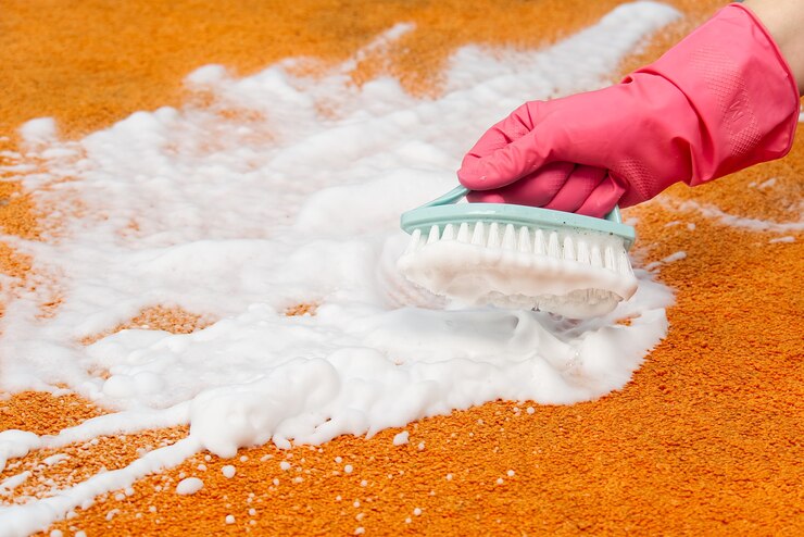 Cleaning up spills and stains from carpet in Palm Beach County